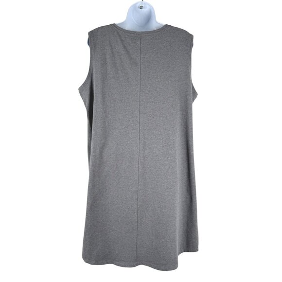 Eileen Fisher Dress XL Gray Sleeveless Organic Cotton Spandex‎ Stretch DR-1770 - Picture 4 of 6